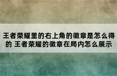 王者荣耀里的右上角的徽章是怎么得的 王者荣耀的徽章在局内怎么展示